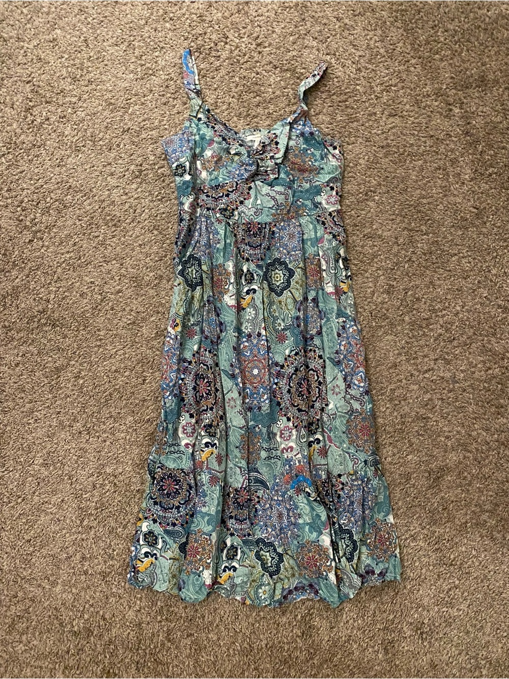 Maurices Teal and Blue Paisley Midi Dress